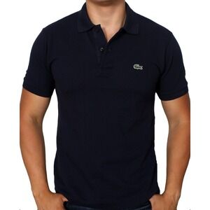 Lacoste Polo Shirt Mens 5 Small Navy Blue Cotton Pique Mesh Preppy‎ Original